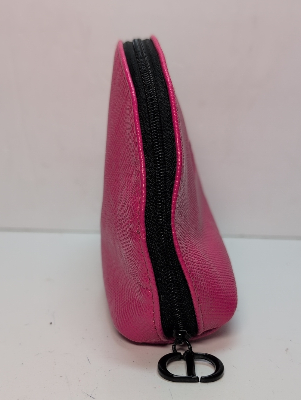 Dior Hot Pink Textured Cosmetic Pouch Accessory Makeup Bag - Picture 4 of 10